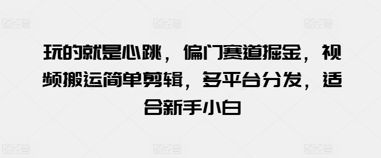 玩的就是心跳，偏门赛道掘金，视频搬运简单剪辑，多平台分发，适合新手小白【揭秘】 - 网赚资源网-网赚资源网