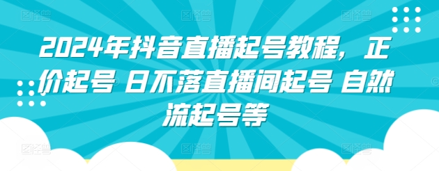 2024年抖音直播起号教程，正价起号 日不落直播间起号 自然流起号等 - 网赚资源网-网赚资源网