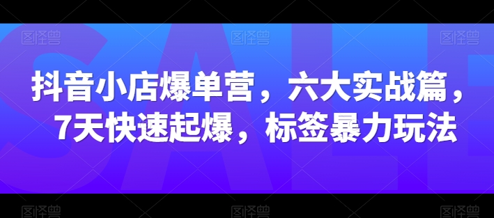 抖音小店爆单营，六大实战篇，7天快速起爆，标签暴力玩法 - 网赚资源网-网赚资源网