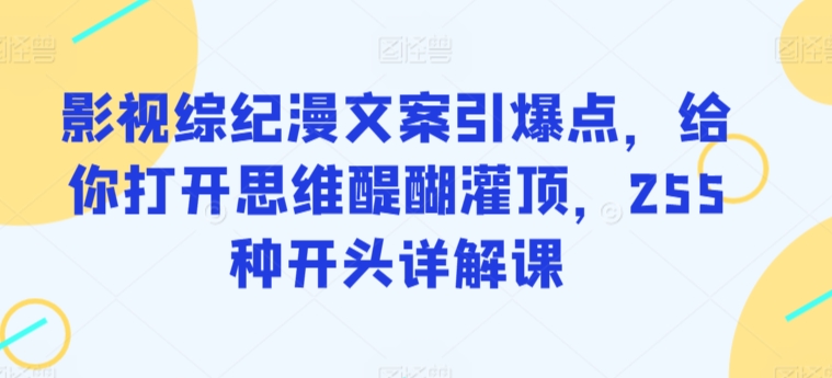 影视综纪漫文案引爆点，给你打开思维醍醐灌顶，255种开头详解课 - 网赚资源网-网赚资源网