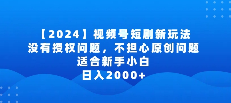 2024视频号短剧玩法，没有授权问题，不担心原创问题，适合新手小白，日入2000+【揭秘】 - 网赚资源网-网赚资源网