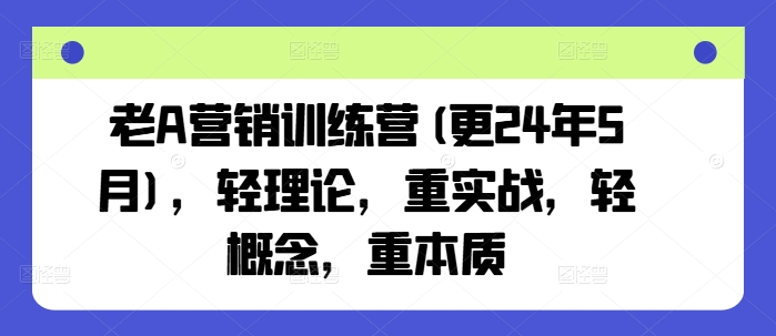 老A营销训练营(更24年5月)，轻理论，重实战，轻概念，重本质 - 网赚资源网-网赚资源网