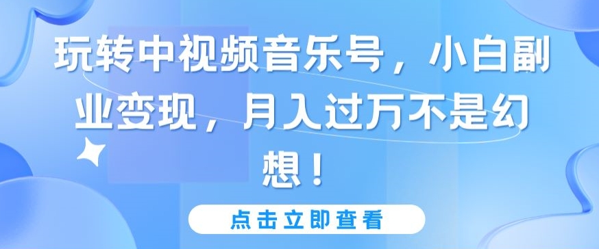 玩转中视频音乐号，小白副业变现，月入过万不是幻想【揭秘】 - 网赚资源网-网赚资源网