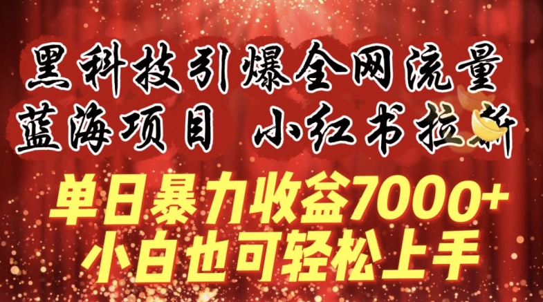 蓝海项目!黑科技引爆全网流量小红书拉新，单日暴力收益7000+，小白也能轻松上手【揭秘】 - 网赚资源网-网赚资源网