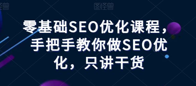 零基础SEO优化课程，手把手教你做SEO优化，只讲干货 - 网赚资源网-网赚资源网