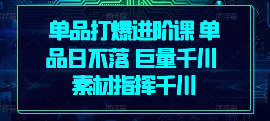 单品打爆进阶课 单品日不落 巨量千川 素材指挥千川 - 网赚资源网-网赚资源网