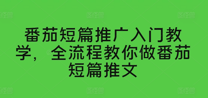 番茄短篇推广入门教学，全流程教你做番茄短篇推文 - 网赚资源网-网赚资源网