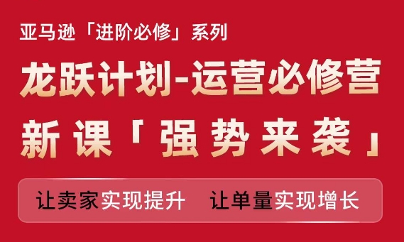 亚马逊进阶必修系列，龙跃计划-运营必修营新课，让卖家实现提升 让单量实现增长 - 网赚资源网-网赚资源网