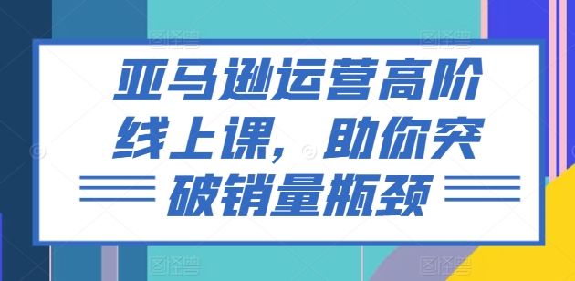 亚马逊运营高阶线上课，助你突破销量瓶颈 - 网赚资源网-网赚资源网