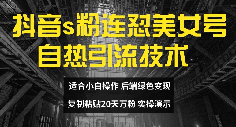 抖音s粉连怼美女号自热引流技术复制粘贴，20天万粉账号，无需实名制，矩阵操作【揭秘】 - 网赚资源网-网赚资源网