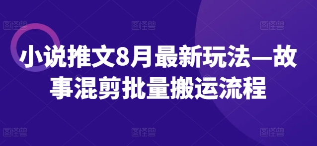 小说推文8月最新玩法—故事混剪批量搬运流程 - 网赚资源网-网赚资源网