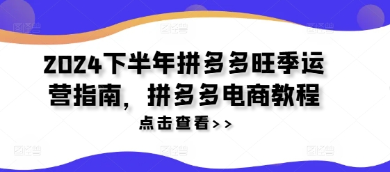 2024下半年拼多多旺季运营指南，拼多多电商教程 - 网赚资源网-网赚资源网