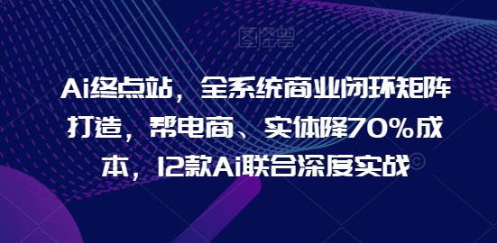 Ai终点站，全系统商业闭环矩阵打造，帮电商、实体降70%成本，12款Ai联合深度实战【0906更新】 - 网赚资源网-网赚资源网