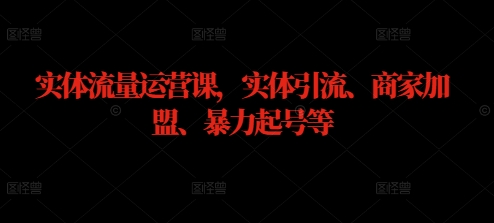 实体流量运营课，实体引流、商家加盟、暴力起号等 - 网赚资源网-网赚资源网