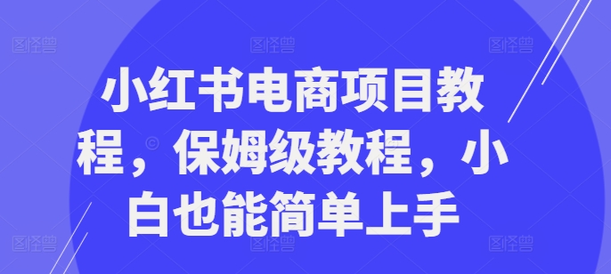 小红书电商项目教程，保姆级教程，小白也能简单上手 - 网赚资源网-网赚资源网