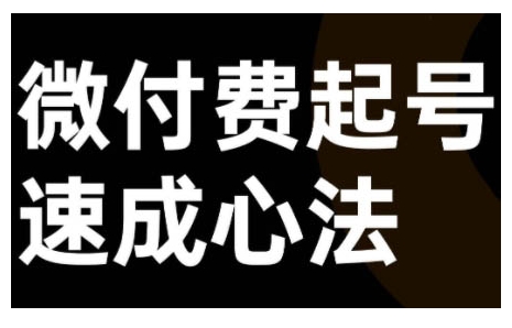 微付费起号速成课，视频号直播+抖音直播，微付费起号速成心法 - 网赚资源网-网赚资源网