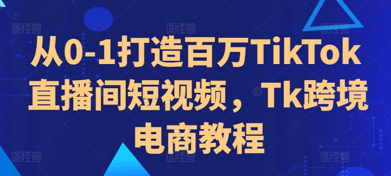 从0-1打造百万TikTok直播间短视频，Tk跨境电商教程 - 网赚资源网-网赚资源网