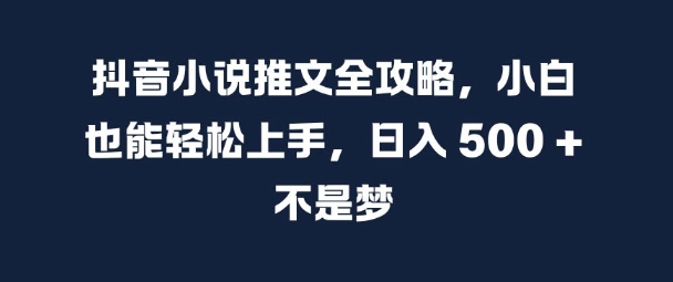 抖音小说推文全攻略，小白也能轻松上手，日入 5张+ 不是梦【揭秘】 - 网赚资源网-网赚资源网