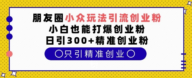 朋友圈小众玩法引流创业粉，小白也能打爆创业粉，日引300+精准创业粉【揭秘】 - 网赚资源网-网赚资源网