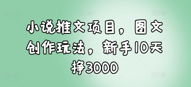 小说推文项目，图文创作玩法，新手10天挣3000 - 网赚资源网-网赚资源网