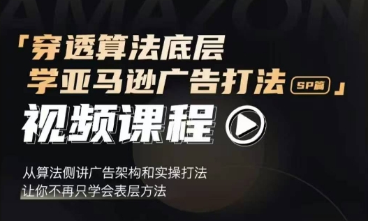 穿透算法底层，学亚马逊广告打法SP篇，从算法侧讲广告架构和实操打法，让你不再只学会表层方法 - 网赚资源网-网赚资源网