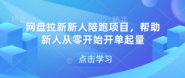 网盘拉新新人陪跑项目，帮助新人从零开始开单起量 - 网赚资源网-网赚资源网