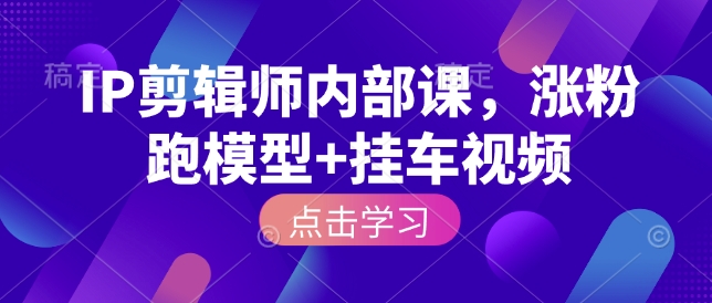 IP剪辑师内部课，涨粉跑模型+挂车视频 - 网赚资源网-网赚资源网