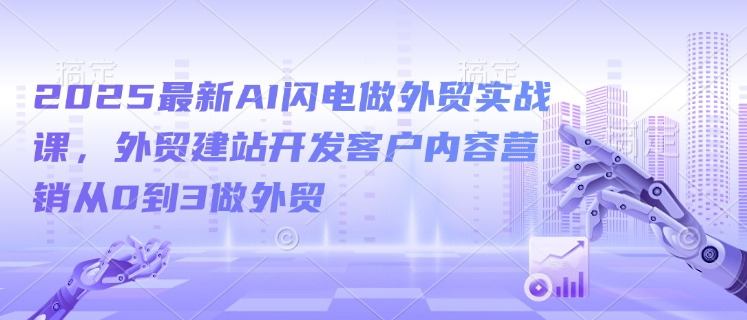 2025最新AI闪电做外贸实战课，外贸建站开发客户内容营销从0到3做外贸 - 网赚资源网-网赚资源网