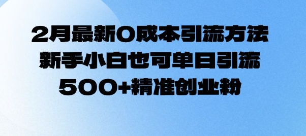 2月最新0成本引流方法，新手小白也可单日引流500+精准创业粉 - 网赚资源网-网赚资源网