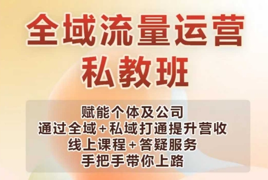 全域流量运营操盘课，赋能个体及公司通过全域+私域打通提升营收 - 网赚资源网-网赚资源网