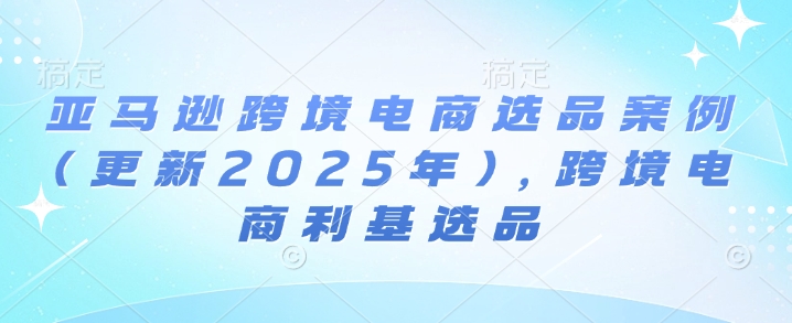 亚马逊跨境电商选品案例(更新2025年2月)，跨境电商利基选品 - 网赚资源网-网赚资源网