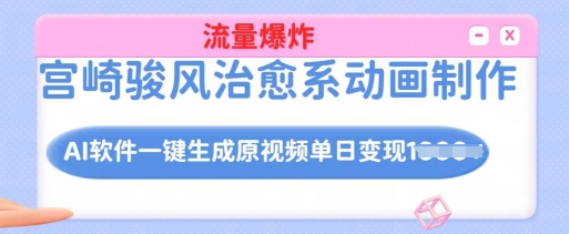 宫崎骏风治愈系动画制作，AI软件一键生成原创视频流量爆炸，单日变现多张，详细实操流程 - 网赚资源网-网赚资源网