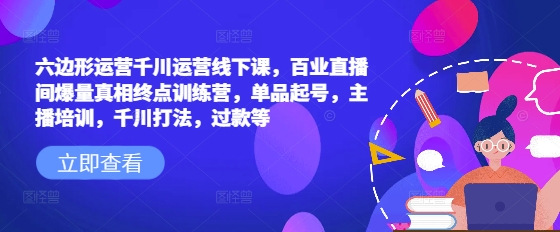 六边形运营千川运营线下课，百业直播间爆量真相终点训练营，单品起号，主播培训，千川打法，过款等 - 网赚资源网-网赚资源网