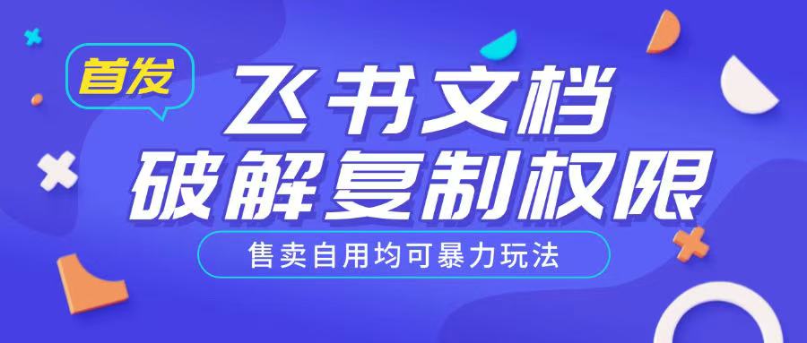 首发飞书文档破解复制权限，售卖自用均可暴力玩法 - 网赚资源网-网赚资源网