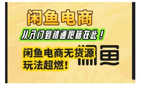 闲鱼电商实战课，从入门到精通秘籍在此，闲鱼电商无货源玩法超燃! - 网赚资源网-网赚资源网