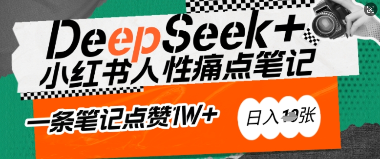 AI赋能小红书爆款秘籍：用DeepSeek轻松抓人性痛点，小白也能写出点赞破万的吸金笔记，日入多张 - 网赚资源网-网赚资源网