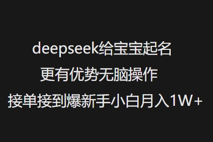 deepseek给宝宝起名更有优势无脑操作接单接到爆新手小白月入1W+ - 网赚资源网-网赚资源网