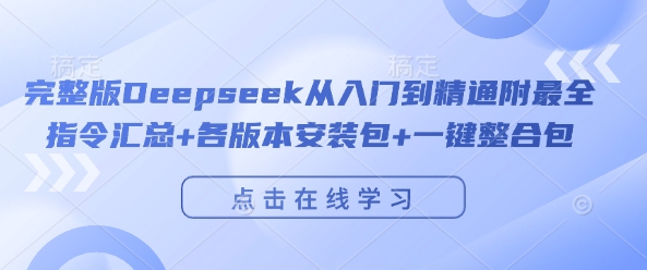 完整版Deepseek从入门到精通附最全指令汇总+各版本安装包+一键整合包 - 网赚资源网-网赚资源网