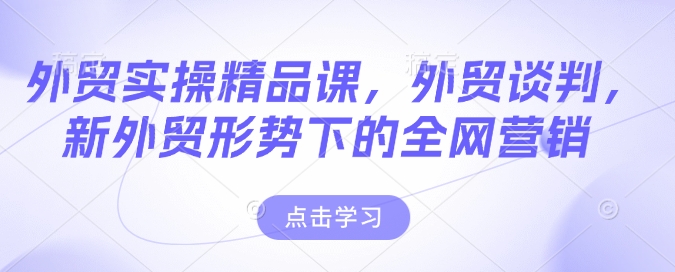 外贸实操精品课，外贸谈判，新外贸形势下的全网营销 - 网赚资源网-网赚资源网