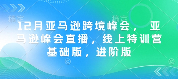 12月亚马逊跨境峰会， 亚马逊峰会直播，线上特训营基础版，进阶版 - 网赚资源网-网赚资源网