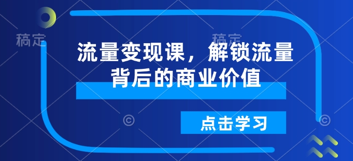 流量变现课，解锁流量背后的商业价值 - 网赚资源网-网赚资源网