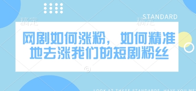 网剧如何涨粉，如何精准地去涨我们的短剧粉丝 - 网赚资源网-网赚资源网