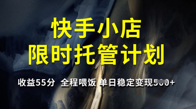 快手小店限时托管计划，收益55分，全程喂饭，单日稳定变现5张【揭秘】 - 网赚资源网-网赚资源网