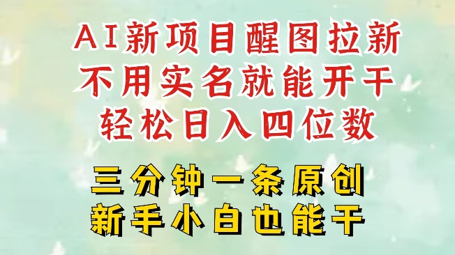 AI新风口，2025拉新项目，醒图拉新强势来袭，五分钟一条作品，单号日入四位数 - 网赚资源网-网赚资源网