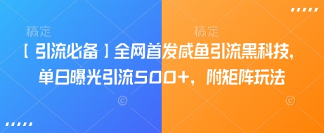 【引流必备】全网首发咸鱼引流黑科技，单日曝光引流500+，附矩阵玩法【揭秘】 - 网赚资源网-网赚资源网