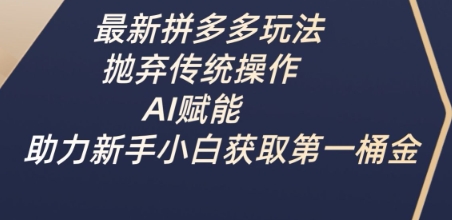 最新拼多多玩法，抛弃传统操作，AI赋能，助力新手小白获取第一桶金 - 网赚资源网-网赚资源网